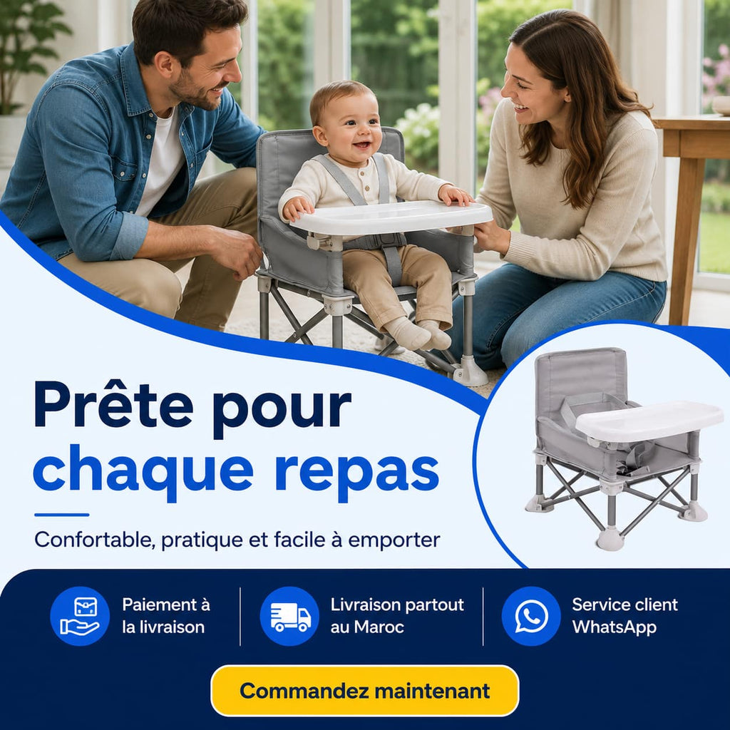 Chaise Repas Bébé Nomade Pliable avec Plateau Amovible