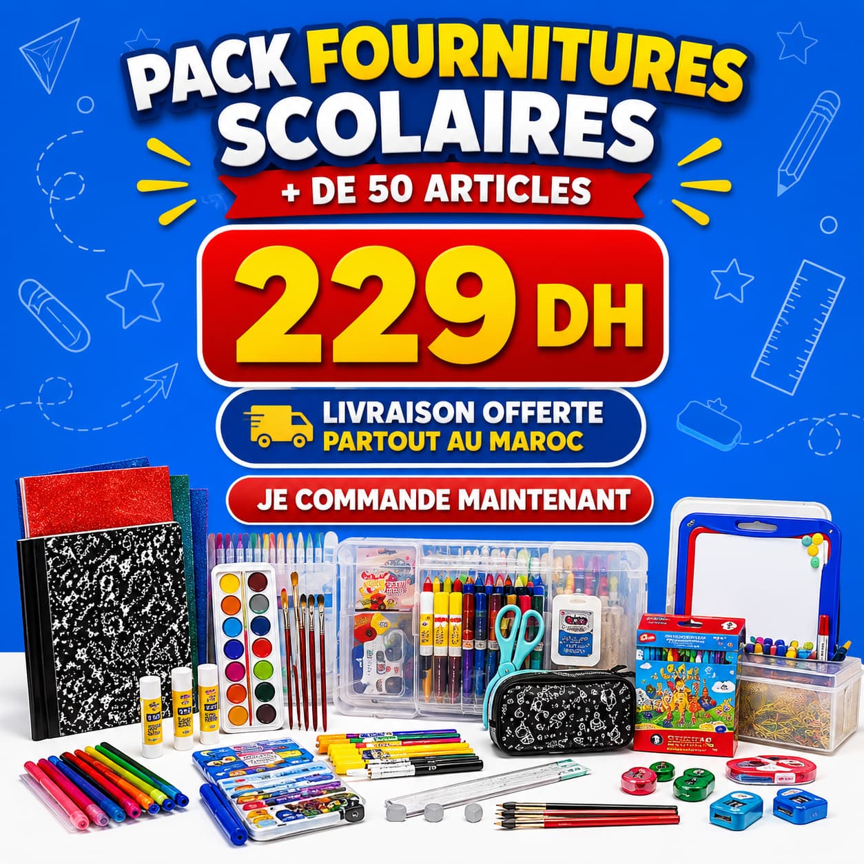 Pack Fournitures Scolaires Complet – Plus de 50 Articles