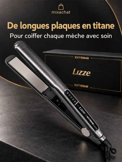 Longues plaques en titane du lisseur Lizze Extreme